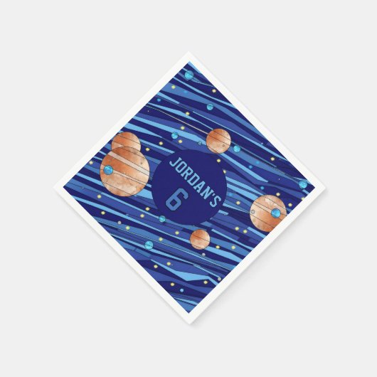 Serviette En Papier Personalized Outer Space Galaxy Birthday (Coin)