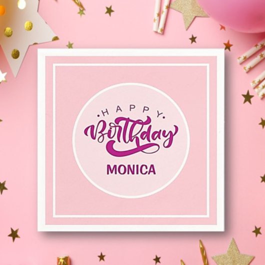 Serviette En Papier Personalized Pink Birthday Party