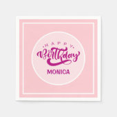 Serviette En Papier Personalized Pink Birthday Party (Devant)