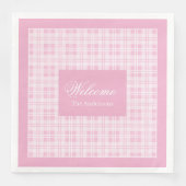 Serviette En Papier Personalized Pink Table Napkins Modern Tartan Look (Devant)