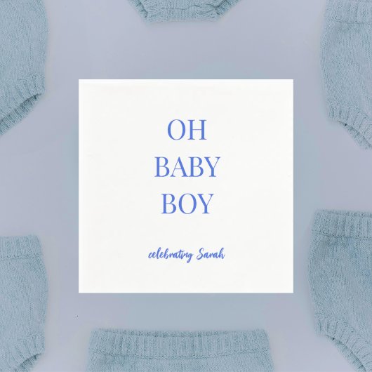 Serviette En Papier Personalized Royal Blue Baby Boy Shower