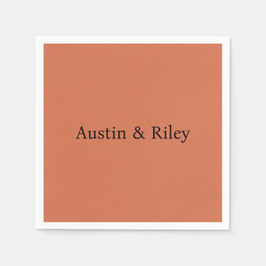Serviette En Papier Personalized Rustic Terracotta Wedding Napkins (Devant)