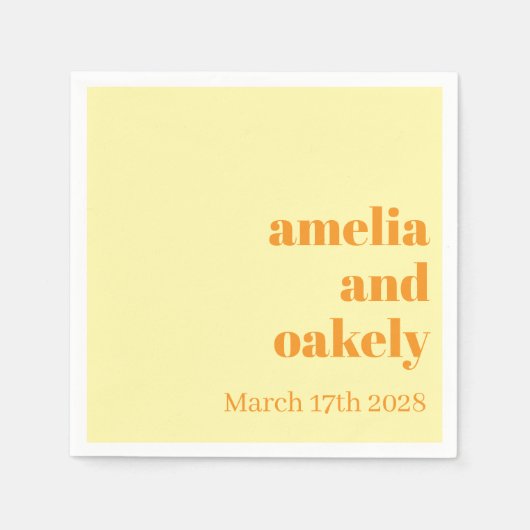 Serviette En Papier Personalized Simple Modern Minimal Mono Wedding (Devant)