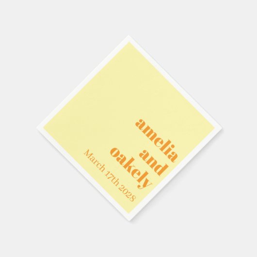 Serviette En Papier Personalized Simple Modern Minimal Mono Wedding (Coin)