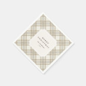 Serviette En Papier Personalized Soft Beige Gingham Merry Christmas (Coin)