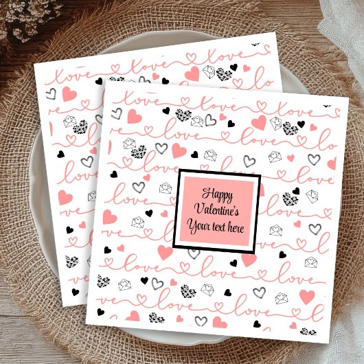 Serviette En Papier Personalized Table Love Text Art Valentine Napkins
