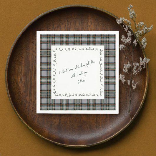 Serviette En Papier Personalized Tartan Border Love Note Napkin 