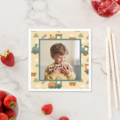 Serviette En Papier Personalized Train Birthday Photo (En situation)