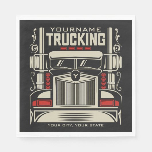 Serviette En Papier Personalized Trucking 18 Wheeler BIG Trucker (Devant)