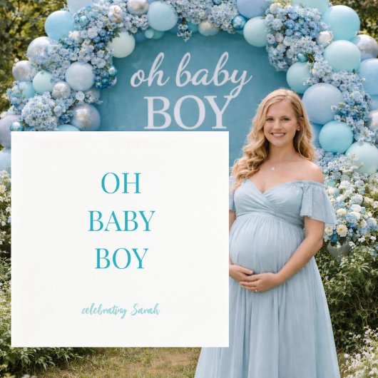 Serviette En Papier Personalized Turquoise Oh Baby Boy Shower Napkins
