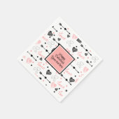 Serviette En Papier Personalized Valentine Pink Black Hearts Sketch  (Coin)