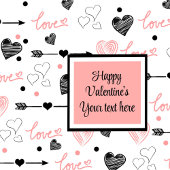 Serviette En Papier Personalized Valentine Pink Black Hearts Sketch 