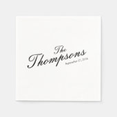 Serviette En Papier Personalized Wedding Last Name Black White (Devant)