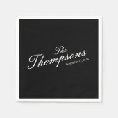Serviette En Papier Personalized Wedding Last Name Black White (Devant)