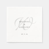 Serviette En Papier Personalized Wedding Monogram Cocktail Black White (Devant)