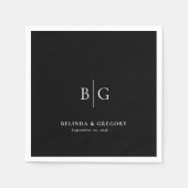 Serviette En Papier Personalized Wedding Monogrammed Black White (Devant)