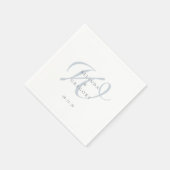Serviette En Papier Personalized Wedding Monogrammed Cocktail Blue (Coin)