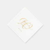 Serviette En Papier Personalized Wedding Monogrammed Cocktail Gold (Coin)