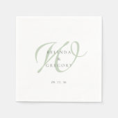 Serviette En Papier Personalized Wedding Monogrammed Cocktail Green (Devant)