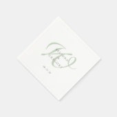 Serviette En Papier Personalized Wedding Monogrammed Cocktail Green (Coin)