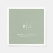 Serviette En Papier Personalized Wedding Monogrammed Sage Green (Devant)