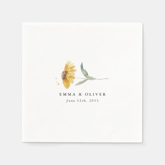 Serviette En Papier Personalized Yellow Wildflower Sunflower Wedding (Devant)