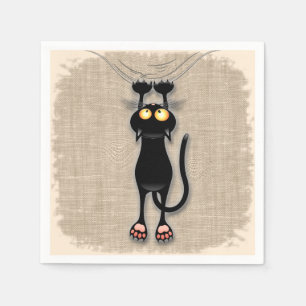 Serviette En Papier Personnage de chat drôle grattant le tissu