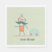 Serviette En Papier Personnage de moustache de conducteur de course dr (Devant)