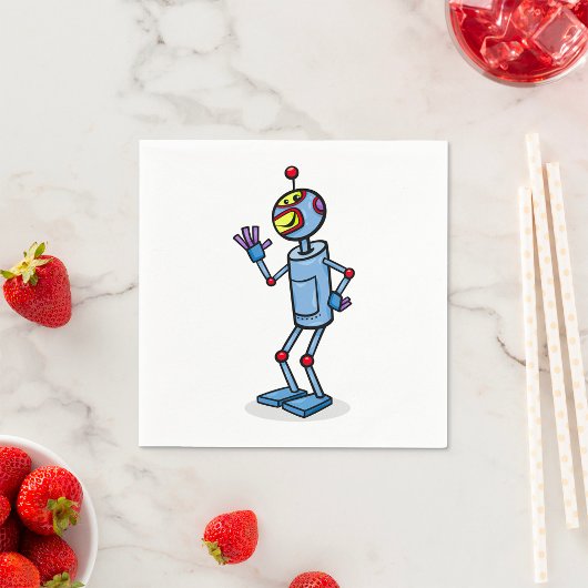 Serviette En Papier Personnage de robot futuriste rétro faisant signe