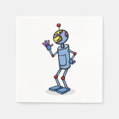 Serviette En Papier Personnage de robot futuriste rétro faisant signe (Devant)