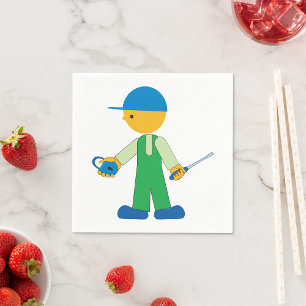 Serviette En Papier Personnage de serrurier avec clé et tournevis