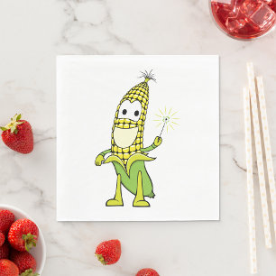 Serviette En Papier Personnage de sorcier de maïs avec baguette magiqu