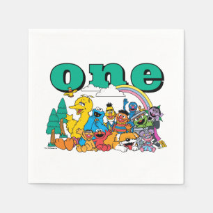 Serviette En Papier Personnages de Rue Sésame et panneau de rue d'anni