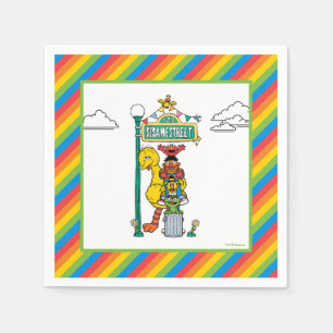 Serviette En Papier Personnages de Rue Sésame et panneau de rue d'anni