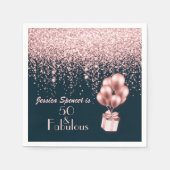 Serviette En Papier Personnalisable 50 & Fabuleux Rose Gold 50e annive (Devant)