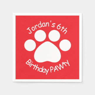 Serviette En Papier Personnalisable Anniversaire PAWty - Rouge