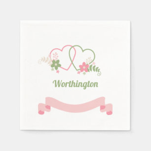 Serviette En Papier Personnalisable Deux Coeurs Liés Mariage