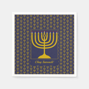 Serviette En Papier Personnalisable en bleu foncé   HANOUKKA   MENORAH