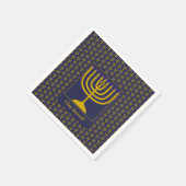 Serviette En Papier Personnalisable en bleu foncé | HANOUKKA | MENORAH (Coin)
