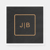 Serviette En Papier Personnalisable en noir et orange (Devant)