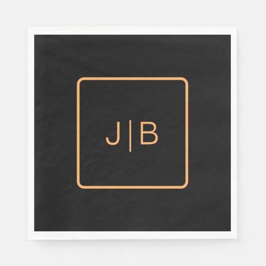 Serviette En Papier Personnalisable en noir et orange (Devant)