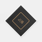 Serviette En Papier Personnalisable en noir et orange (Coin)