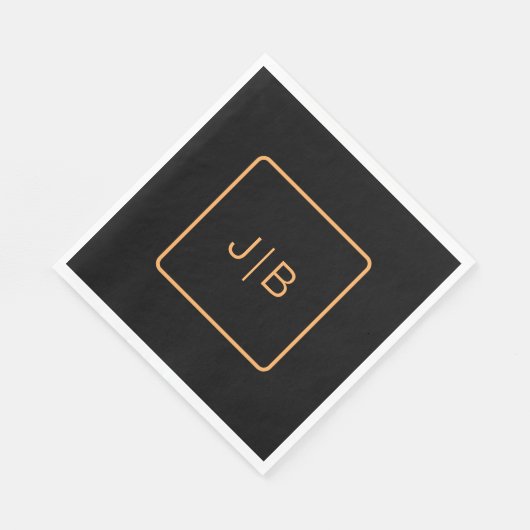 Serviette En Papier Personnalisable en noir et orange (Coin)