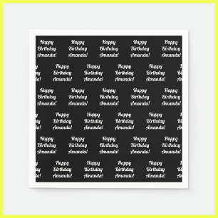 Serviette En Papier Personnalisable Joyeux Texte d'anniversaire   Noir