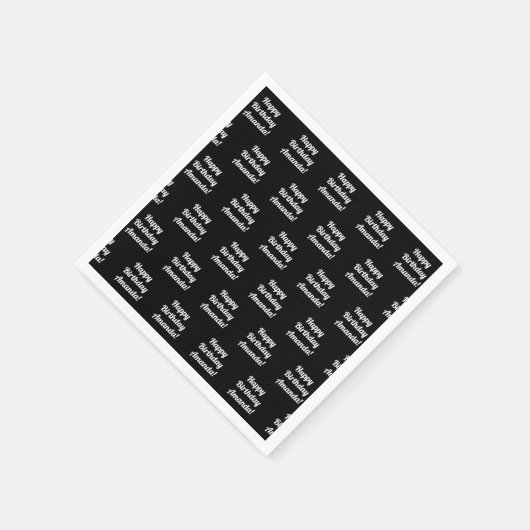 Serviette En Papier Personnalisable Joyeux Texte d'anniversaire | Noir (Coin)