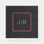 Serviette En Papier Personnalisable noir et rose (Devant)