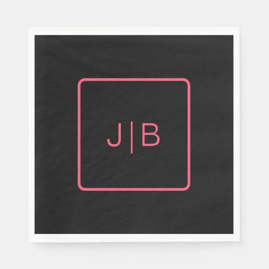 Serviette En Papier Personnalisable noir et rose (Devant)