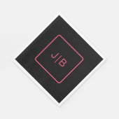 Serviette En Papier Personnalisable noir et rose (Coin)