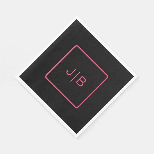 Serviette En Papier Personnalisable noir et rose (Coin)