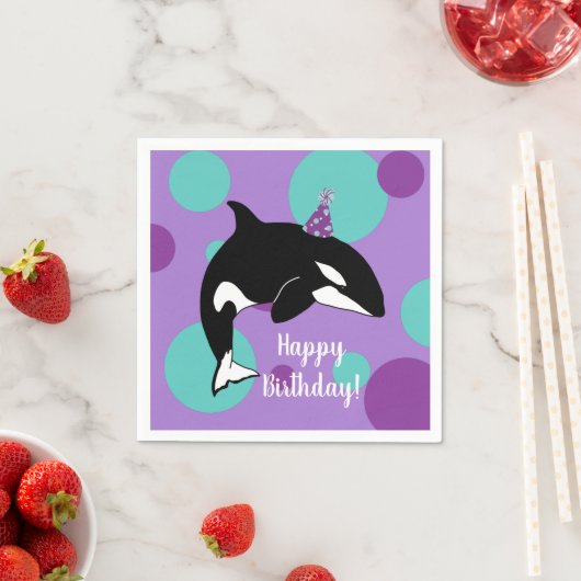 Serviette En Papier Personnalisable Orca Killer Whale Anniversaire (En situation)